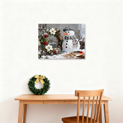 «Snowman Wreath», art mural sur toile
