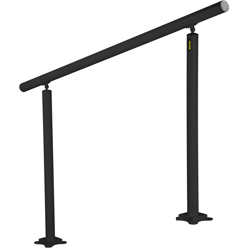 Ensemble de rampes d'escalier d'extérieur, mains courantes de 0 à 5 marches, rampe d'escalier réglable en aluminium noir pour personnes âgées, rampes pour marches intérieures et extérieures