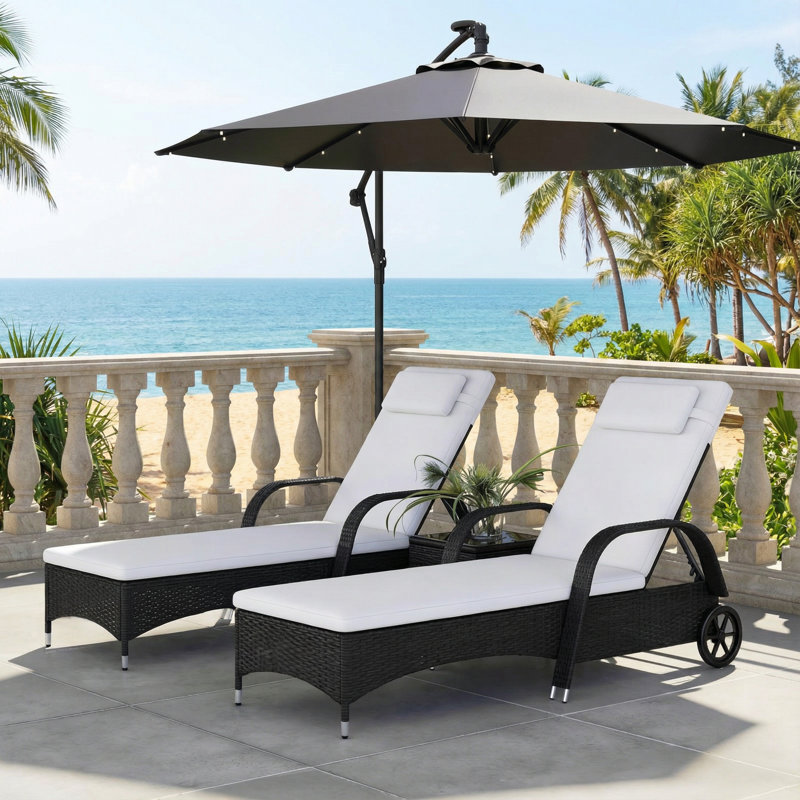 Ensemble de chaises longues d'extérieur 3 pièces