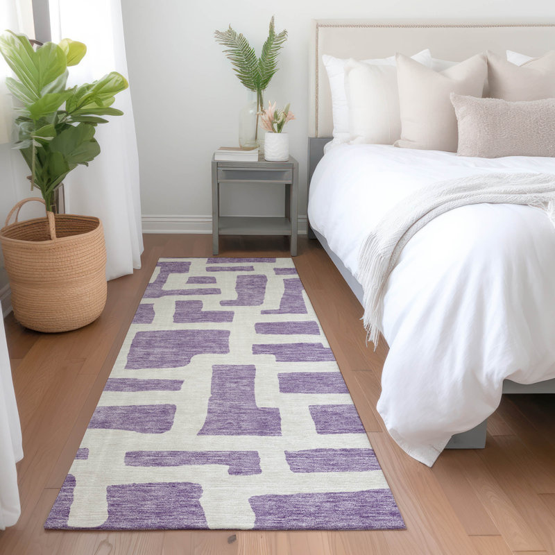 Premium Machine Washable Prisco Purple Rug, Runner 2'3" x 7'6"