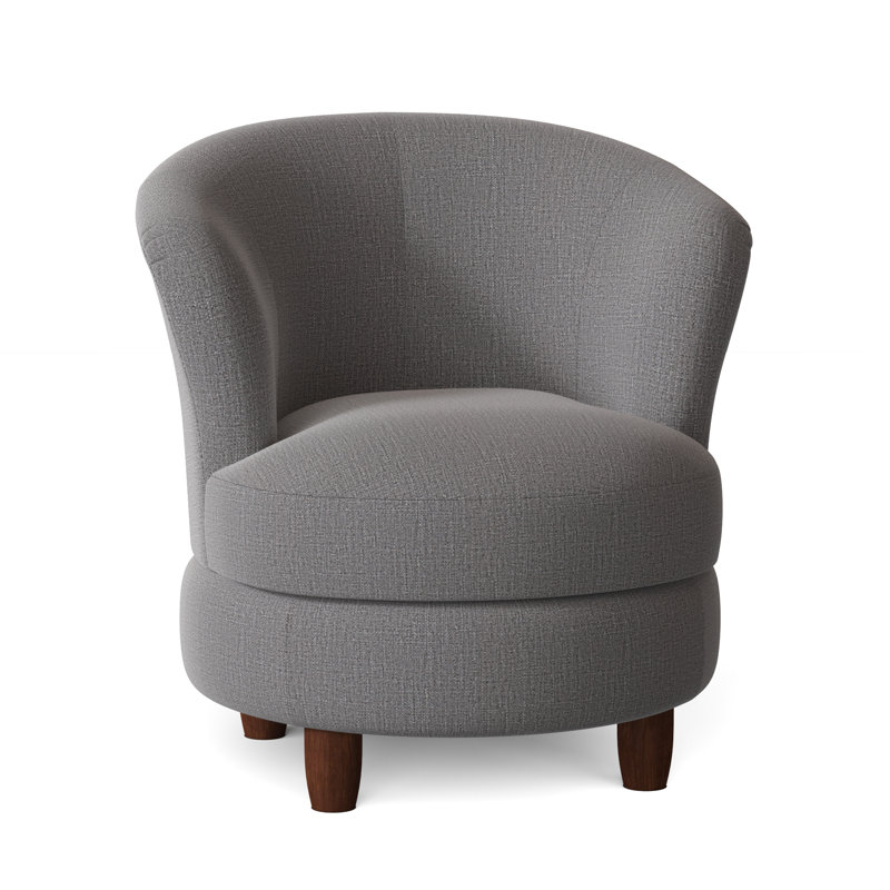 Fauteuil demi-tonneau Palmona, Tissu performance gris anthracite, Noyer foncé