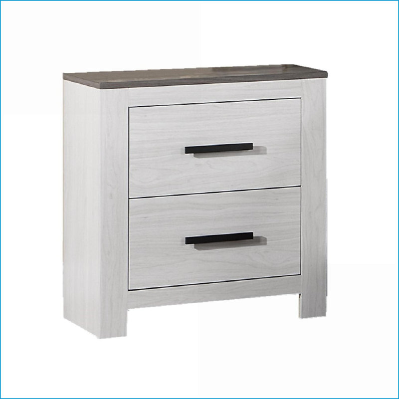 White Transitional 2-Drawer Nightstand – Bedroom Bedside Table