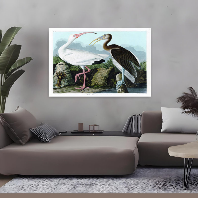Oiseau blanc, art tropical côtier, H 32 po x l 48 po