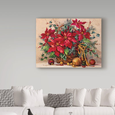 « vacances poinsettia basket », reproduction de peinture à l’acrylique sur toile tendue