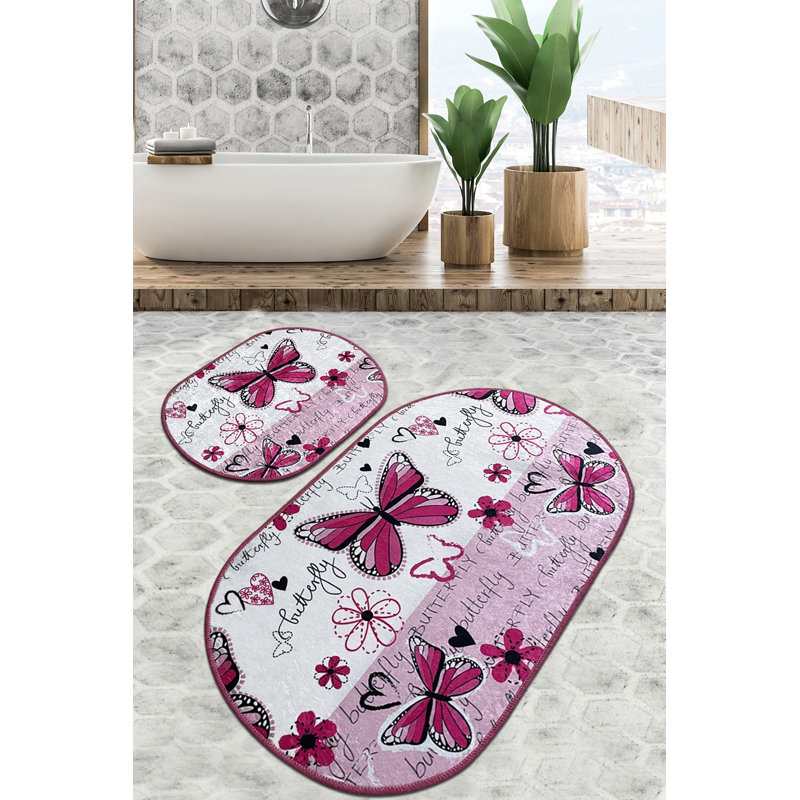 Ensemble de tapis de bain antibactérien (2 pièces), 100% polyester, 23,6 po x 39,4 po et 19,7 po x 23,6 po | Dessous antidérapant, 700 g / m² | Lavable à la machine, séchage rapide, idéal pour la sécurité et le confort de la salle de bain