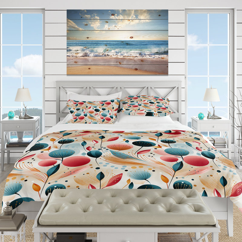 Ensemble de housse de couette Botanical Pastel, Housse de couette pour grand lit et 2 taies décor