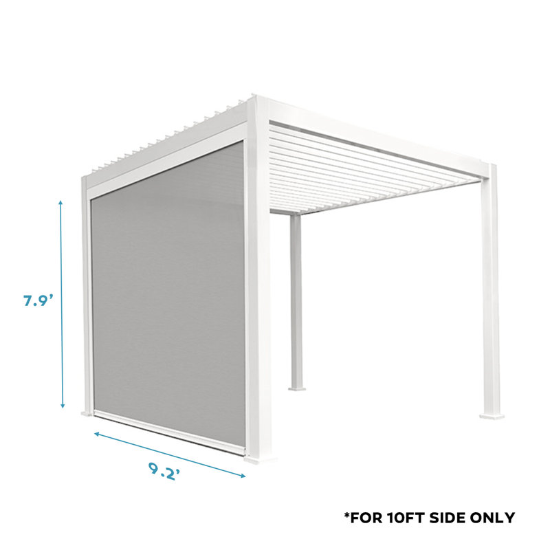 111 Aluminum Pull Down Screen for Pergola, White, 10ft
