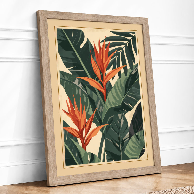 Birds of Paradise Botanical - Framed Print, A1 - 84.1 x 59.4 cm, Oak