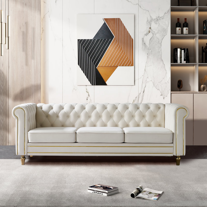 Canapé Chesterfield Crystie, Beige