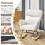 Rocking Chair For Adults, High Back Upholstered Nursing Chair Comfy Armchair With Metal Legs And Wood Base For Living Room, Bedroom, Balcony-975136468