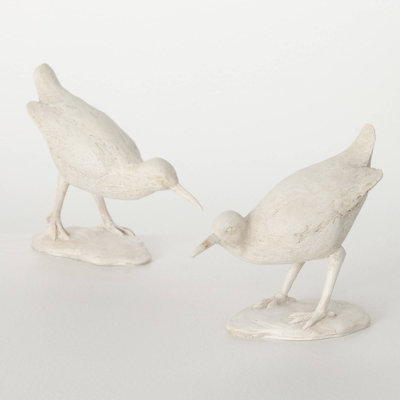 Sullivans Whitewashed Sea Birds Set of 2 6.75"H, White