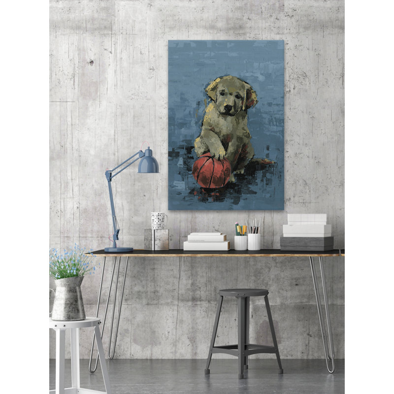 « dribbling dog », reproduction sur toile tendue, H 12 po x l 8 po x P 1,5 po