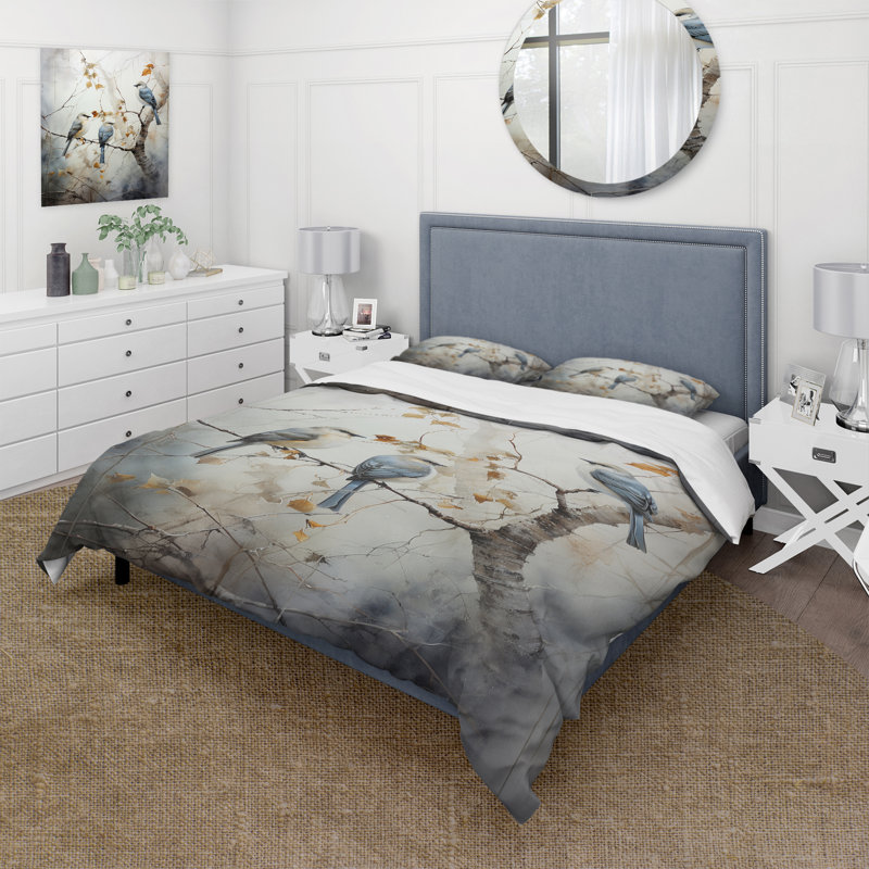 Literie , Housse de couette pour grand lit et 2 taies décor