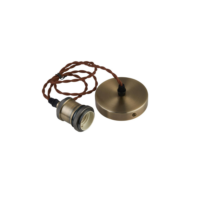 Poughkeepsie Braided Wire Suspension Bulb Holder and Ceiling Rose, Antique Copper