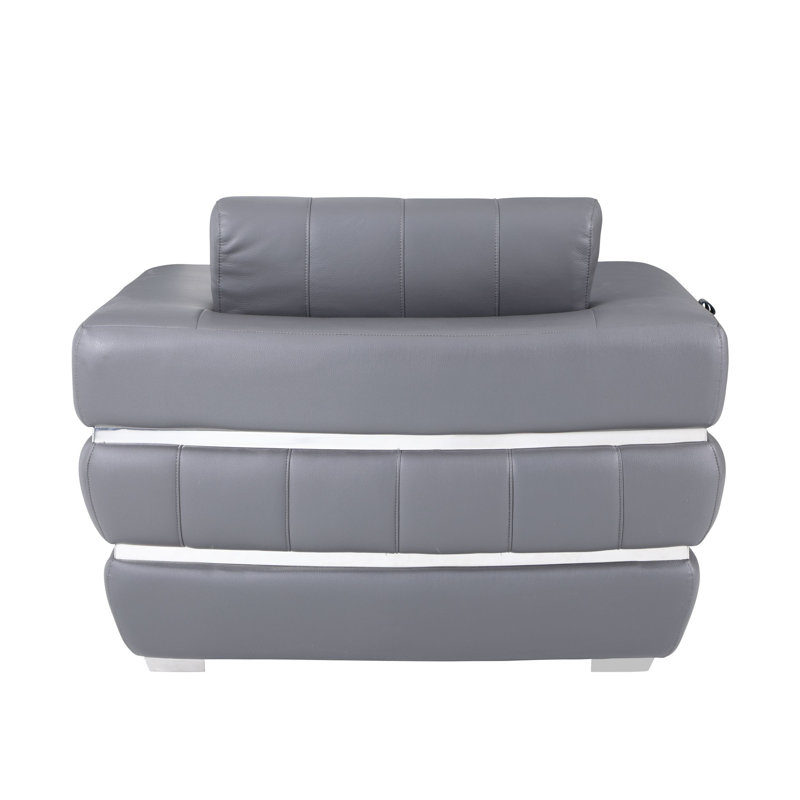 Monza Top Grain Italian Leather Chair, Dark Gray Genuine Leather