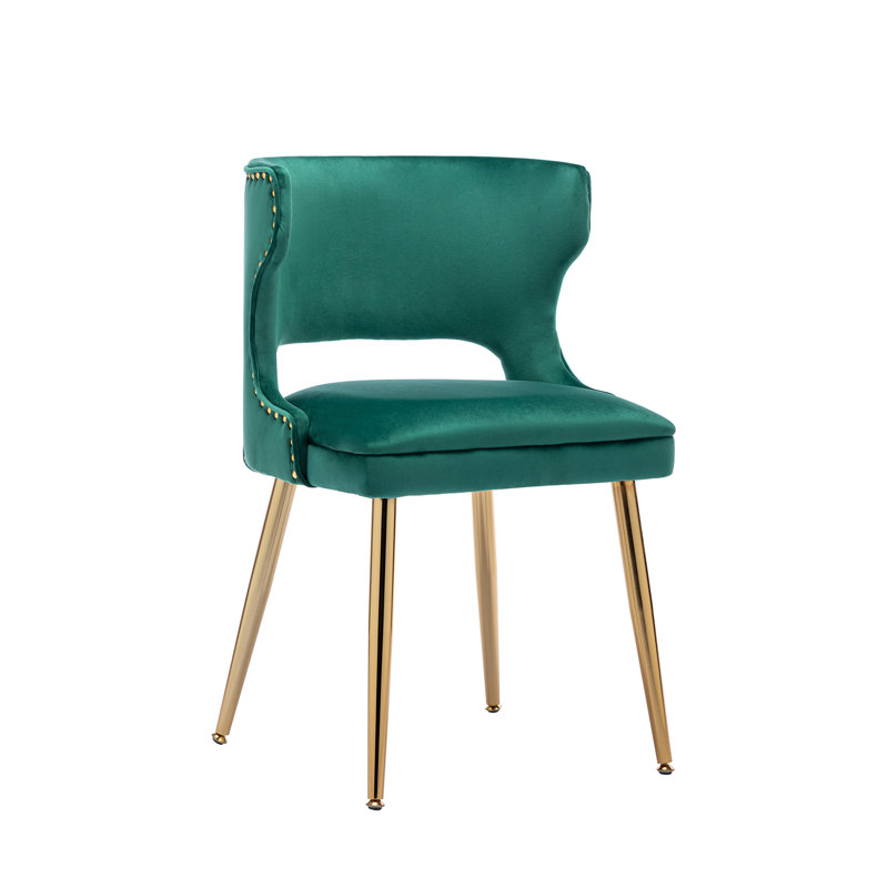 Fauteuil à oreilles en velours khanya, Vert