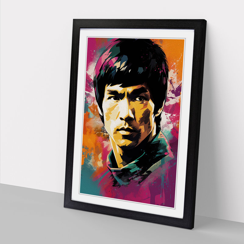 Bruce Lee Colour Field Art - Framed Print, 46cm H x 34cm W x 2cm D, Black