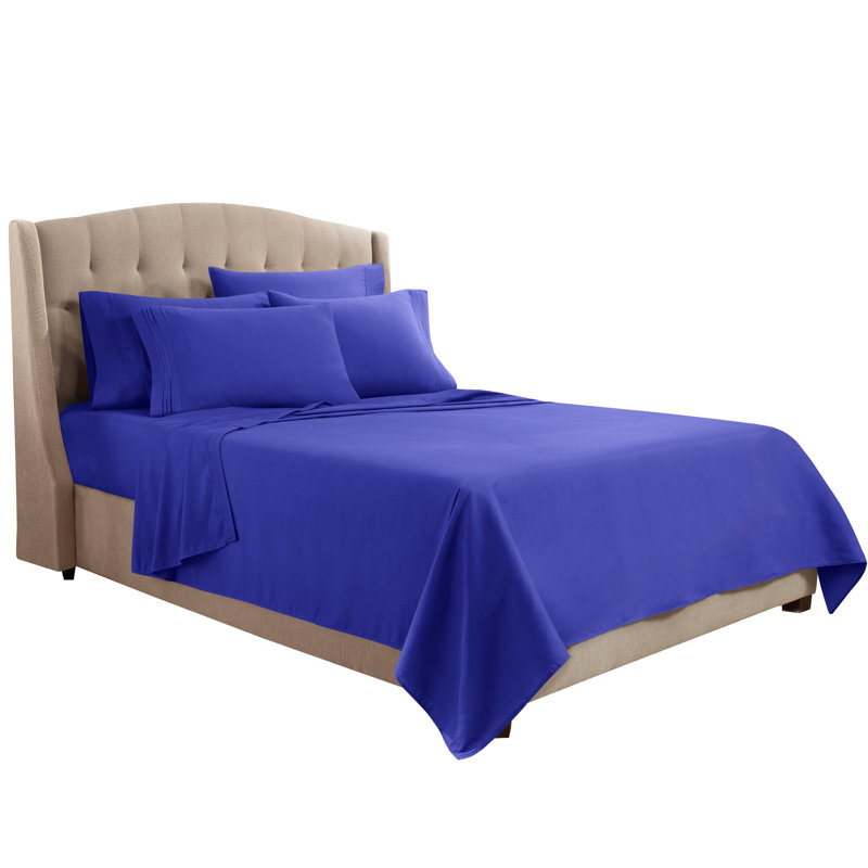 Microfiber Sheet Set, King Sheet Set + 1 Fitted Sheet + 4 Pillowcases, Royal Blue