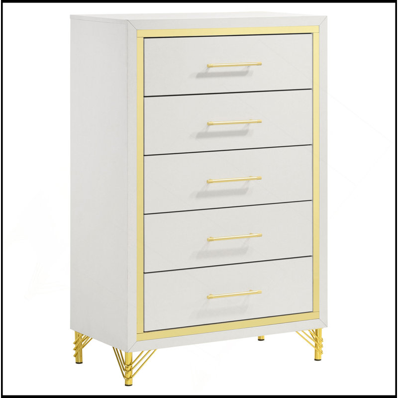Commode blanche 5 tiroirs Chesney
