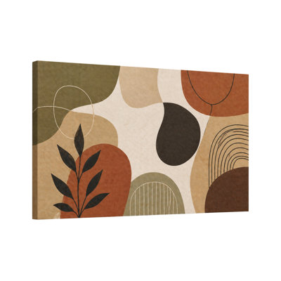 Impression sur toile 24 x 36 pouces, grand, art mural sur toile abstrait Mid Century Century, formes organiques, tons de terre, salon moderne