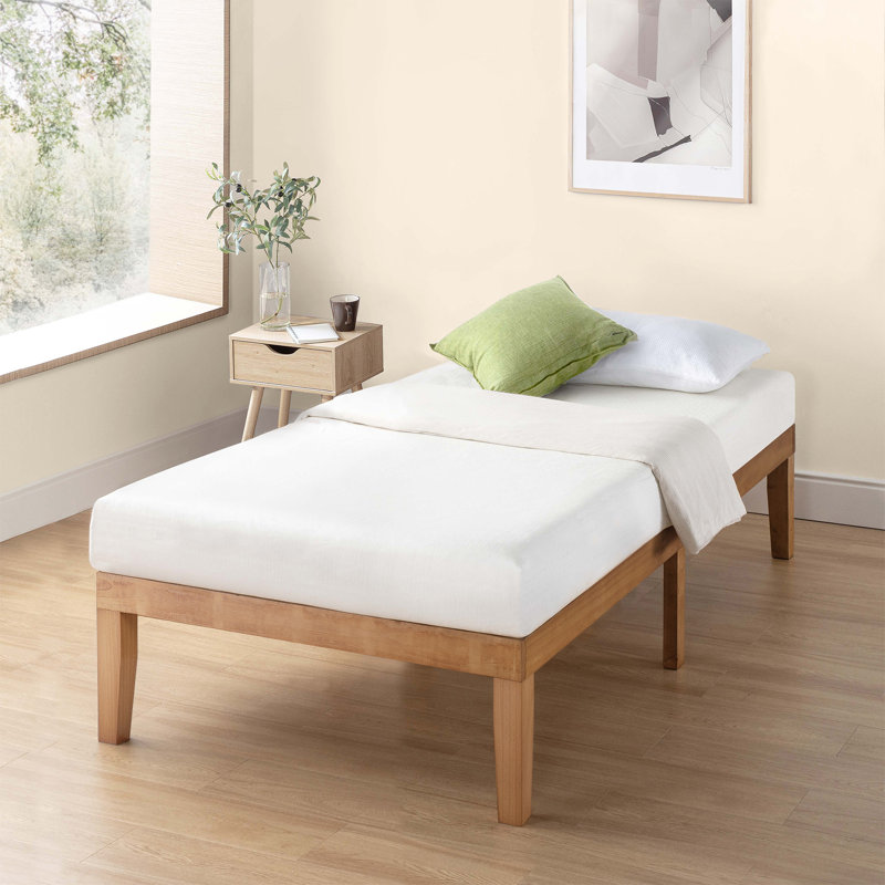 Lit plateforme en bois massif Kizer, Simple, Naturel