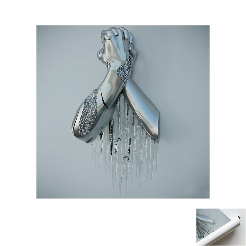 3d Effect Trendy Wall Art, 3d Silver Metallic Wall Art, Modern Art Canvas, 3d Effect Art Canvas, Metallic Hand Printed,