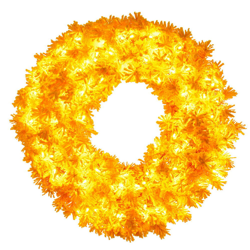 Couronne artificielle floquée 24 po avec 50 mini lumières DEL jaunes Latitude Run®