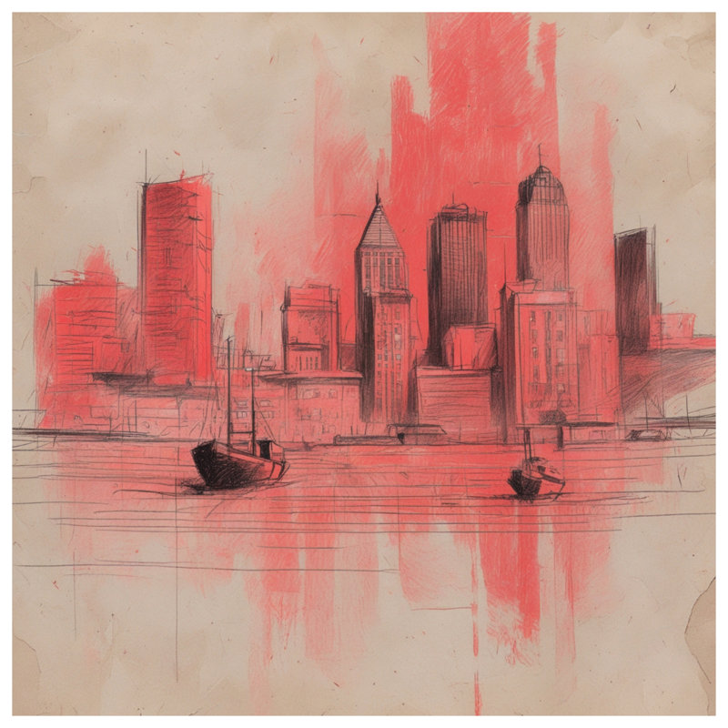 Coussins décoratifs Red City Skyline, 18 x 18 pouces