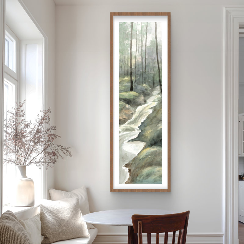 Chute d'eau - Vagues, impression matte encadrée bleue pour la décoration intérieure, H 60 po x l 20 po, Brun