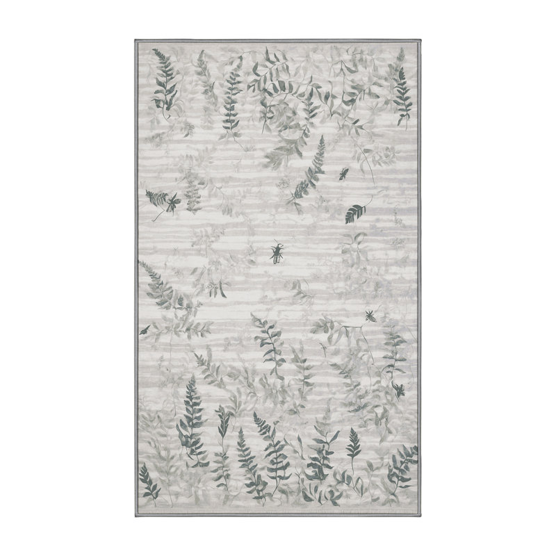 Tapis gris lavable à la machine, Rectangulaire 3 pi x 5 pi