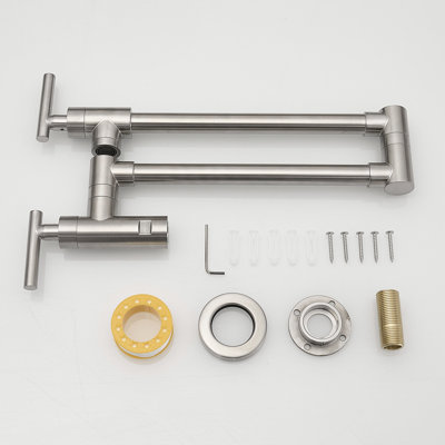 Robinet remplisseur de pot, 304 ss, nickel brossé, fixation murale, cuisine avec bras articulé double nickel