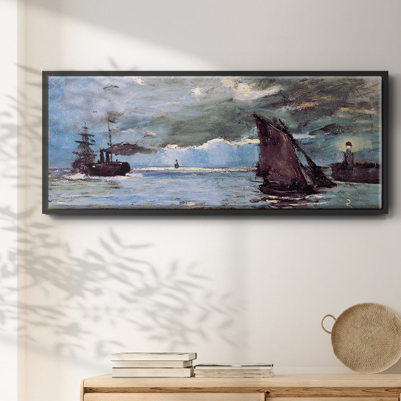 Paysage marin par Monet - toile encadrée, H 20 po x l 50 po