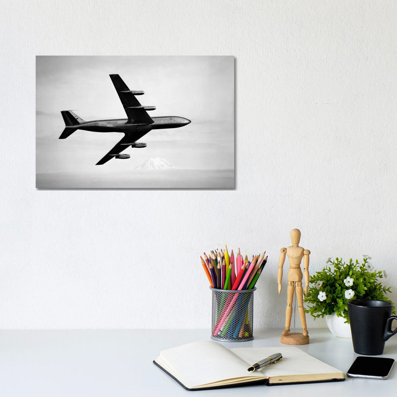 1950s-1960s Boeing 707 Jet Airplane 1 Piece Wrapped Canvas Wall Art, 20.32 cm H x 30.48 cm W