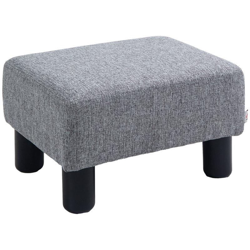 HOMCOM Linen Look Fabric Foot Stool with Legs 40 x 30 x 24cm, Grey