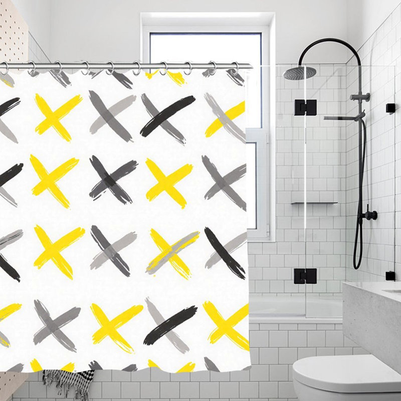 Rideau de baignoire à motif en X audacieux, séparateur de douche de salle de bain moderne - 72 po x 72 po