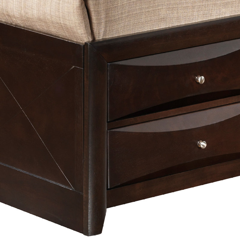 Bed Frame With Headboard, Beige, Queen