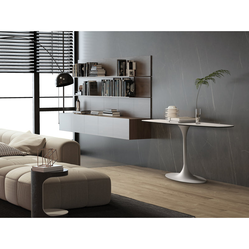Amarosa 47'' White Glass and Metal Console Table