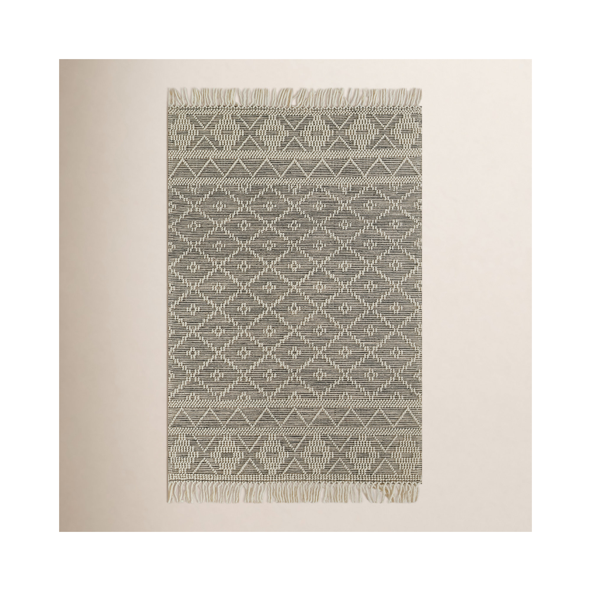 Alyson Handmade Beige/Gray Rug, Rectangle 9' x 12'