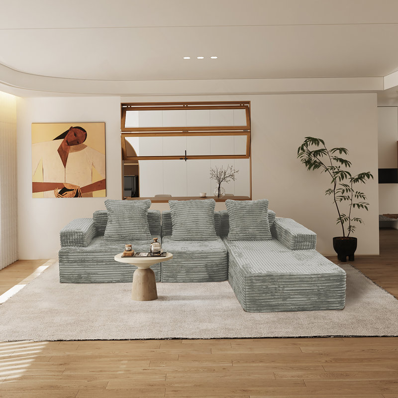 Canapé modulaire convertible, Tissu gris antique