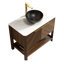 Meuble-lavabo de salle de bain 36 po Indigo, armoire de rangement autoportante en contreplaqué avec 2 portes diagonales et tablette ouverte, lavabo en céramique à motif de pierre noire et plateau en pierre frittée blanc de Carrare, grain de bois noyer foncé-128268571-128268578