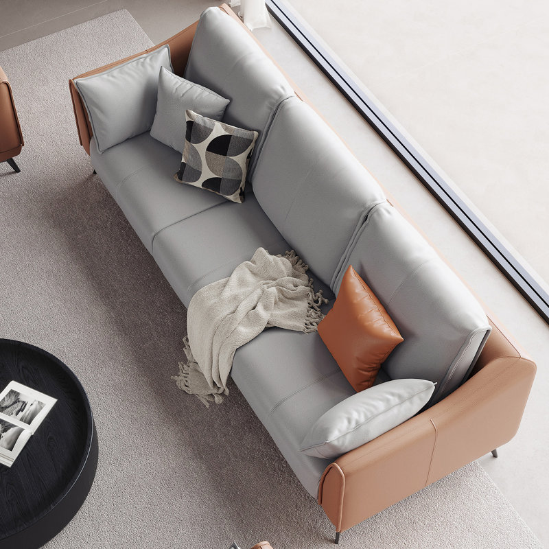 Ensemble de canapé 3 pièces en tissu moderne gris / brun moderne pour salon et chambre à coucher