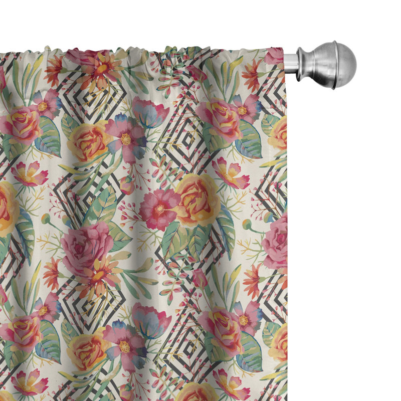 Watercolor Semi-Sheer Rod Pocket Curtain Panels, 28" x 63"