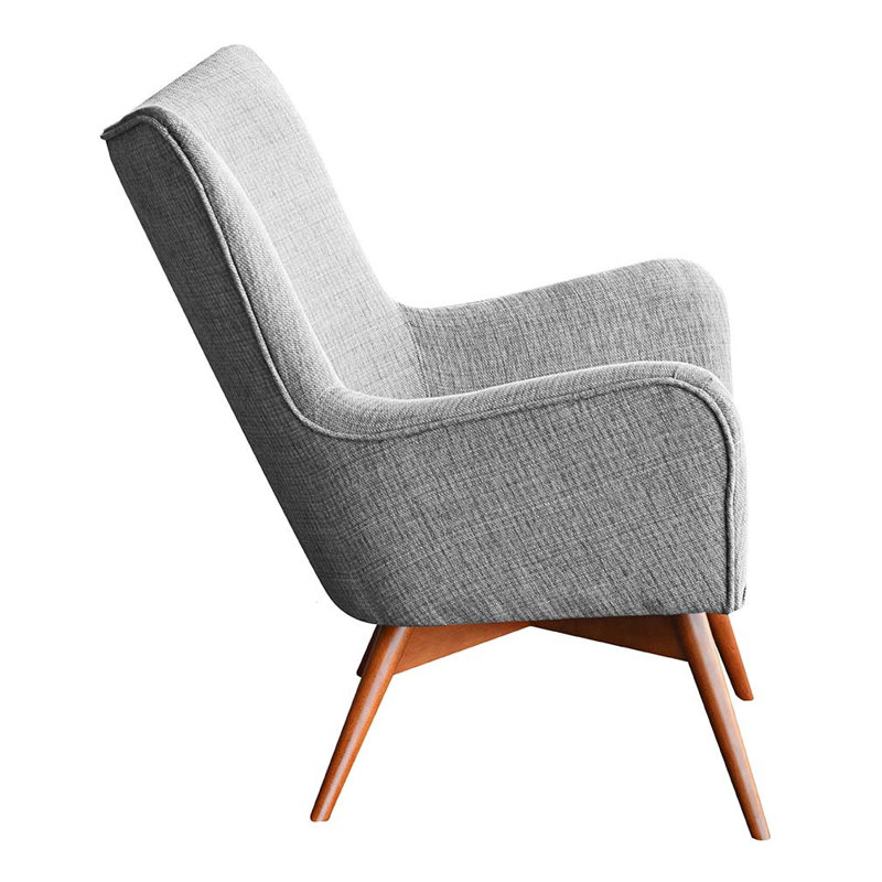 Wesley Upholstered Wingback Chair, Light Grey