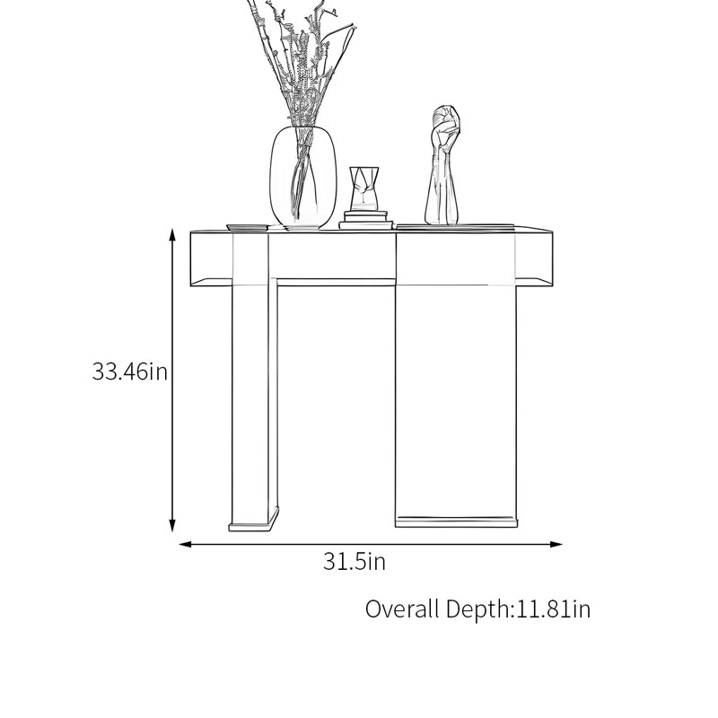 Italian-style creative console table, 33.46" H x 31.5" W x 11.81" D