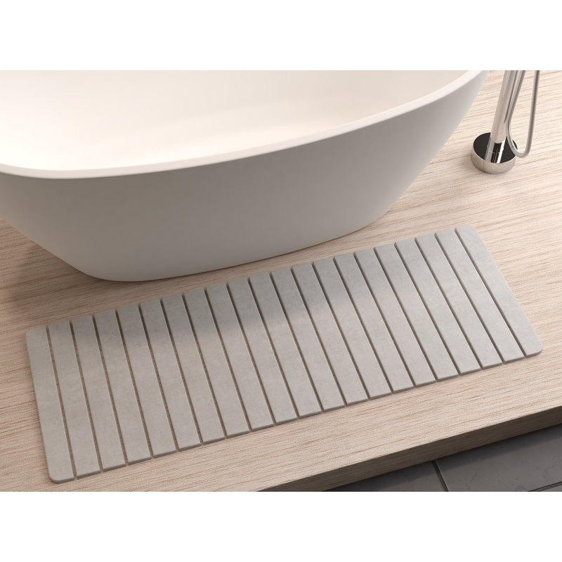 Tapis de bain Diatomite Stone, Gris, Très grand L 58 po x l 21 po