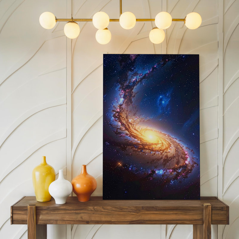 Toile spirale galaxie, art cosmique avec nébuleuses et étoiles brillantes, H 20 po x l 30 po