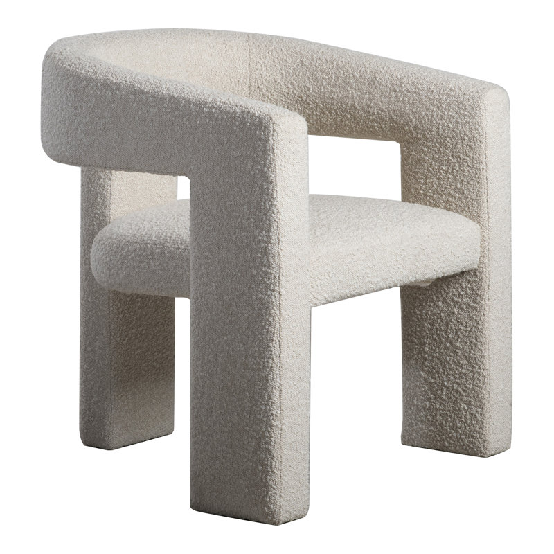 Elo Barrel Chair, White Boucle
