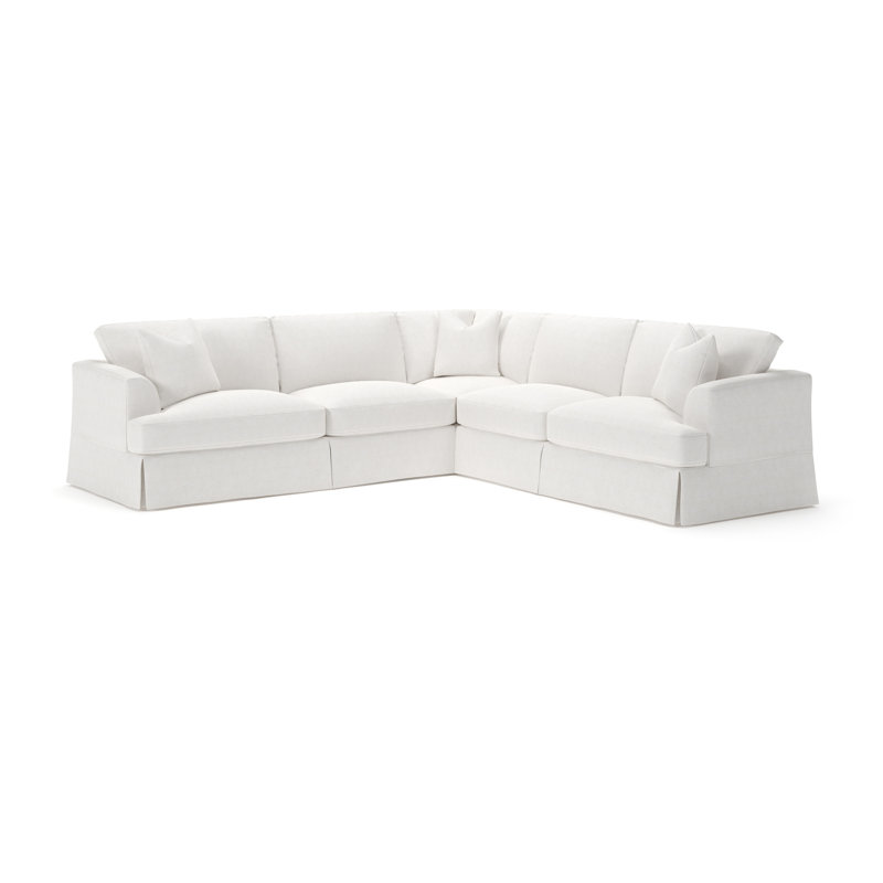 Lucia 4-Piece Slipcovered Sectional, Right Hand Facing, Nomad Snow Crypton® Chenille