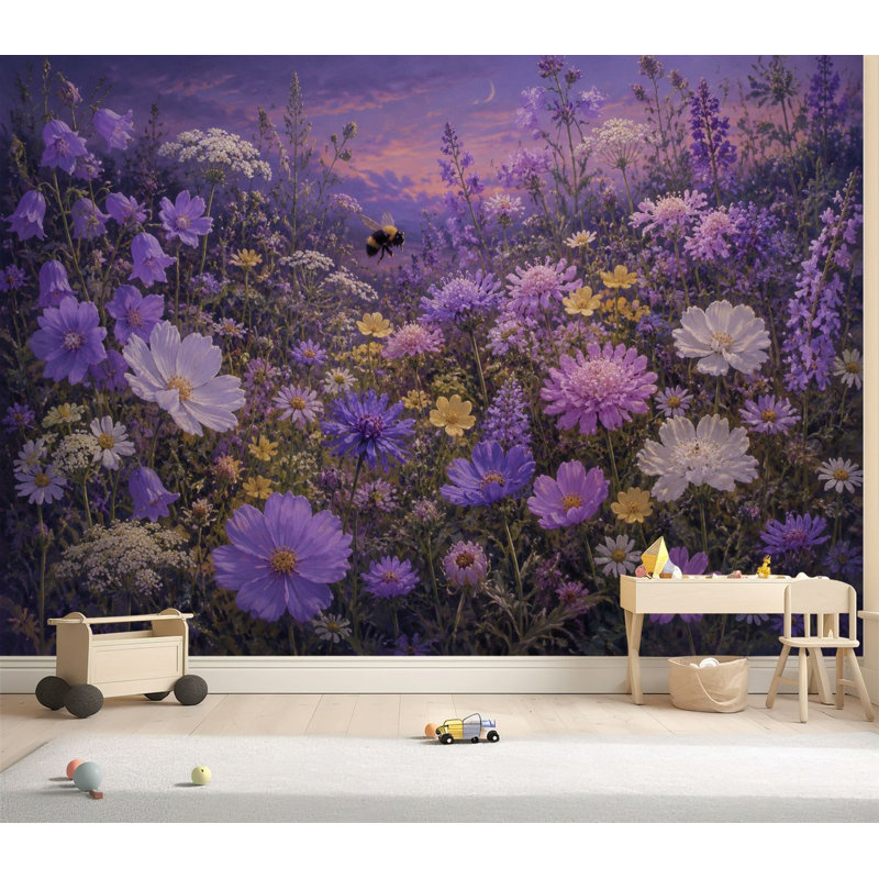 Papier peint auto-adhésif Vibrant Wildflower, L 69 po x l 96 po