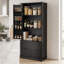 Armoire garde-manger cannelée moderne 72 po avec 2 tiroirs, 8 étagères à épices et 8 tablettes réglables, armoire de rangement autoportante pour la salle à manger, la salle de bain et le vestibule-130839298